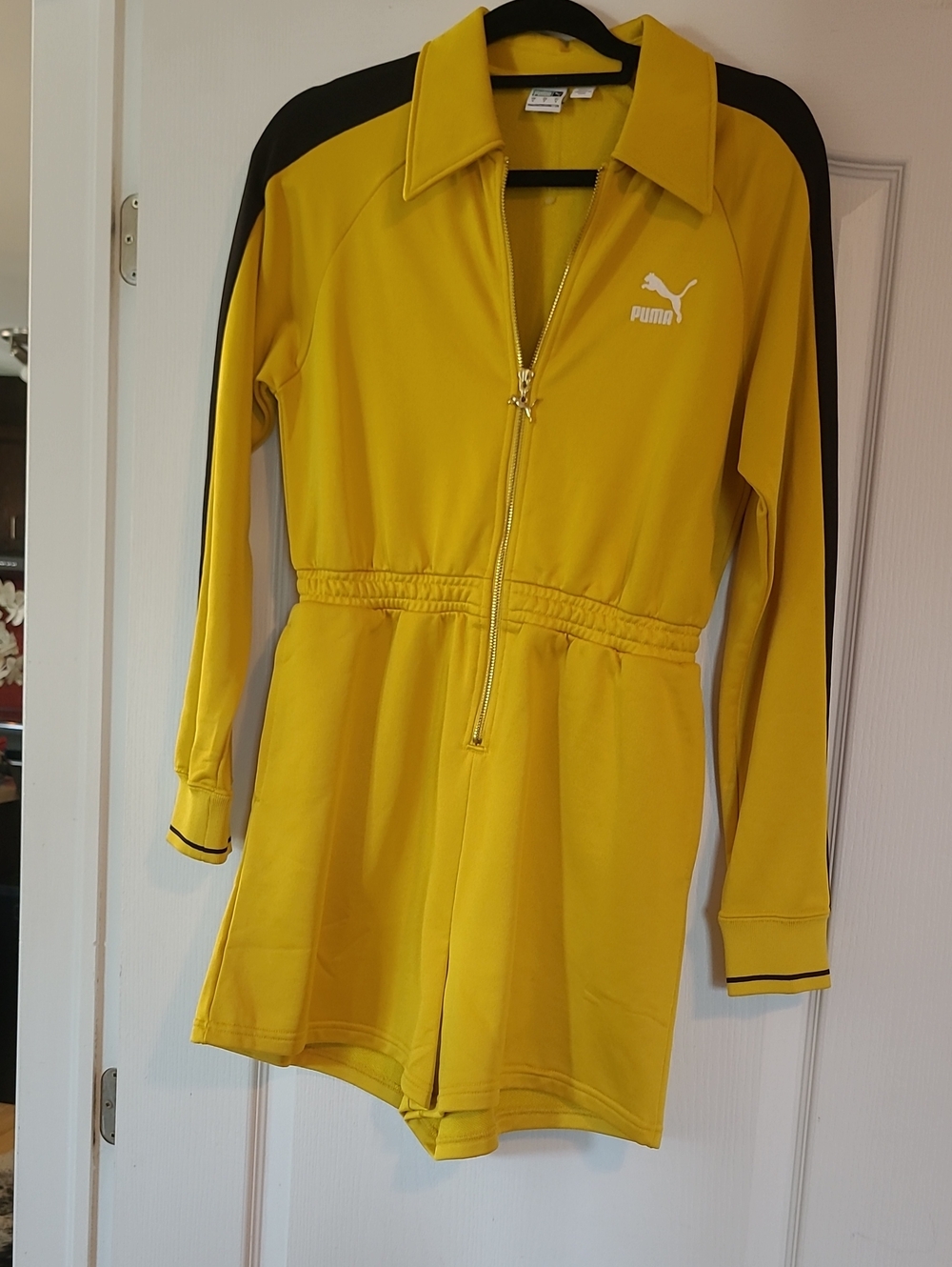 Puma Yellow and Black Zip-Front Women’s Bomber Romper Jacket